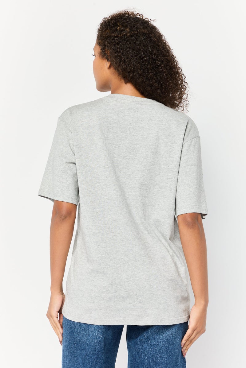 Marilyn Monroe تي شيرت نسائي بأكمام قصيرة وقصة فضفاضة مع طباعة جرافيك، رمادي - Image 4